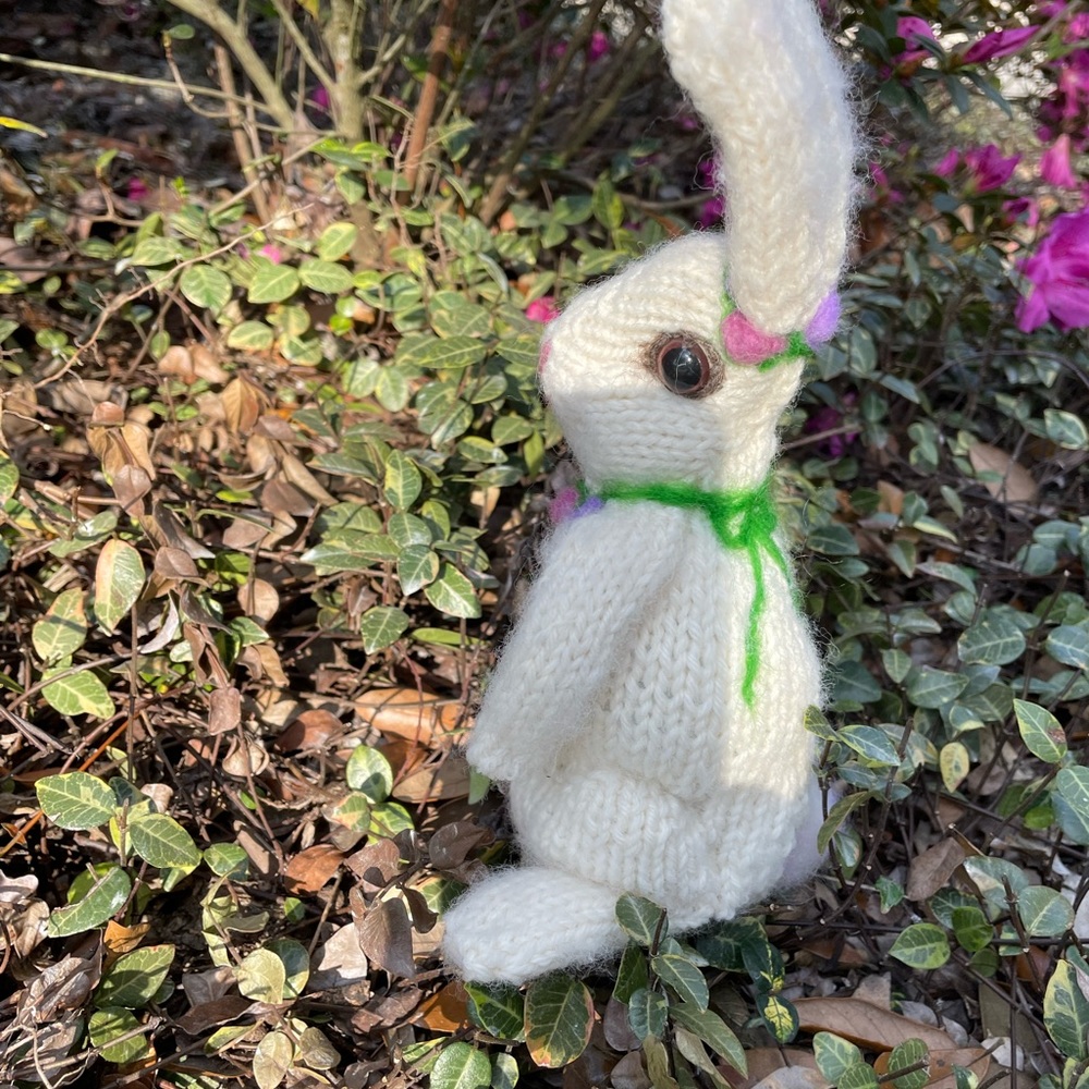 Hand crafted knit and needle felted bunny rabbit unique original handmade - Picture 7 of 16